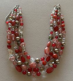 White House Black Market Pink/silver Beaded Necklace 