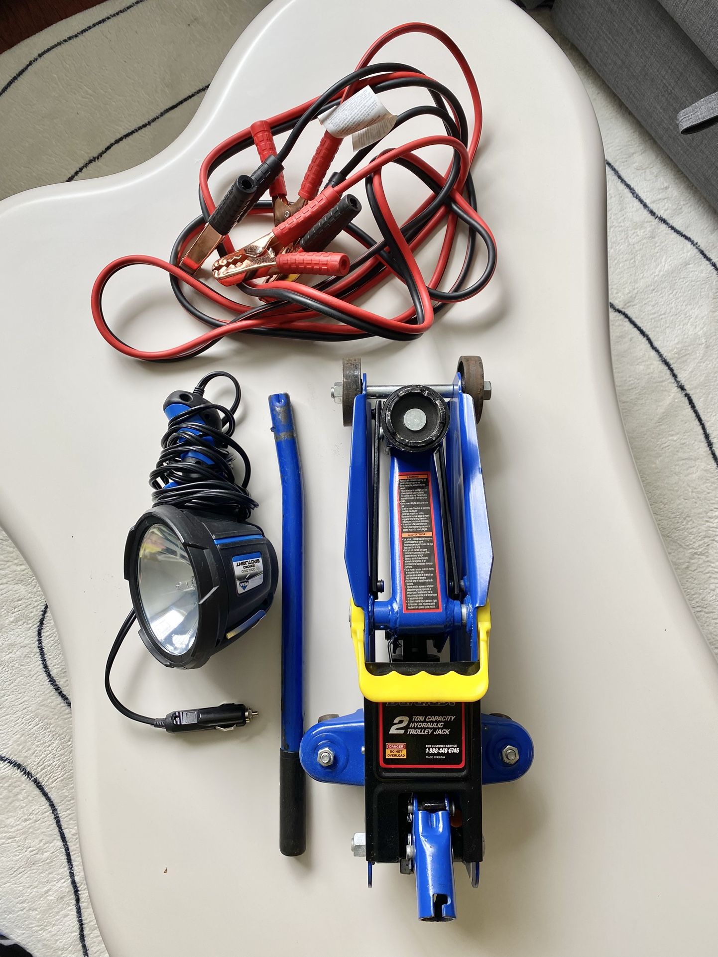 Duralast 2 Ton Trolley Jack with Battery Jumper & Hand Held Spotlight