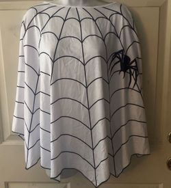 Women's White Spiderweb Poncho Halloween