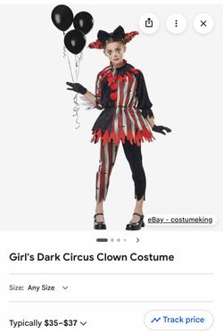 Girl's Dark Circus Clown Halloween Costume
