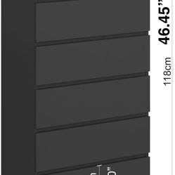 🥨Modern Chest of Drawers, 6 Drawer Dresser Without Handles Floor Storage Drawer Cabinet Vertical Dresser Storage Organizer for Home Office (Black)