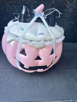 pink jack-o'-lantern cookie jar