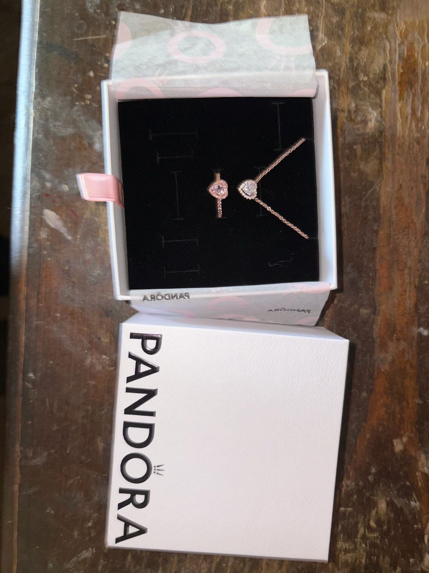 Pandora Rose Gold Necklace And Ring