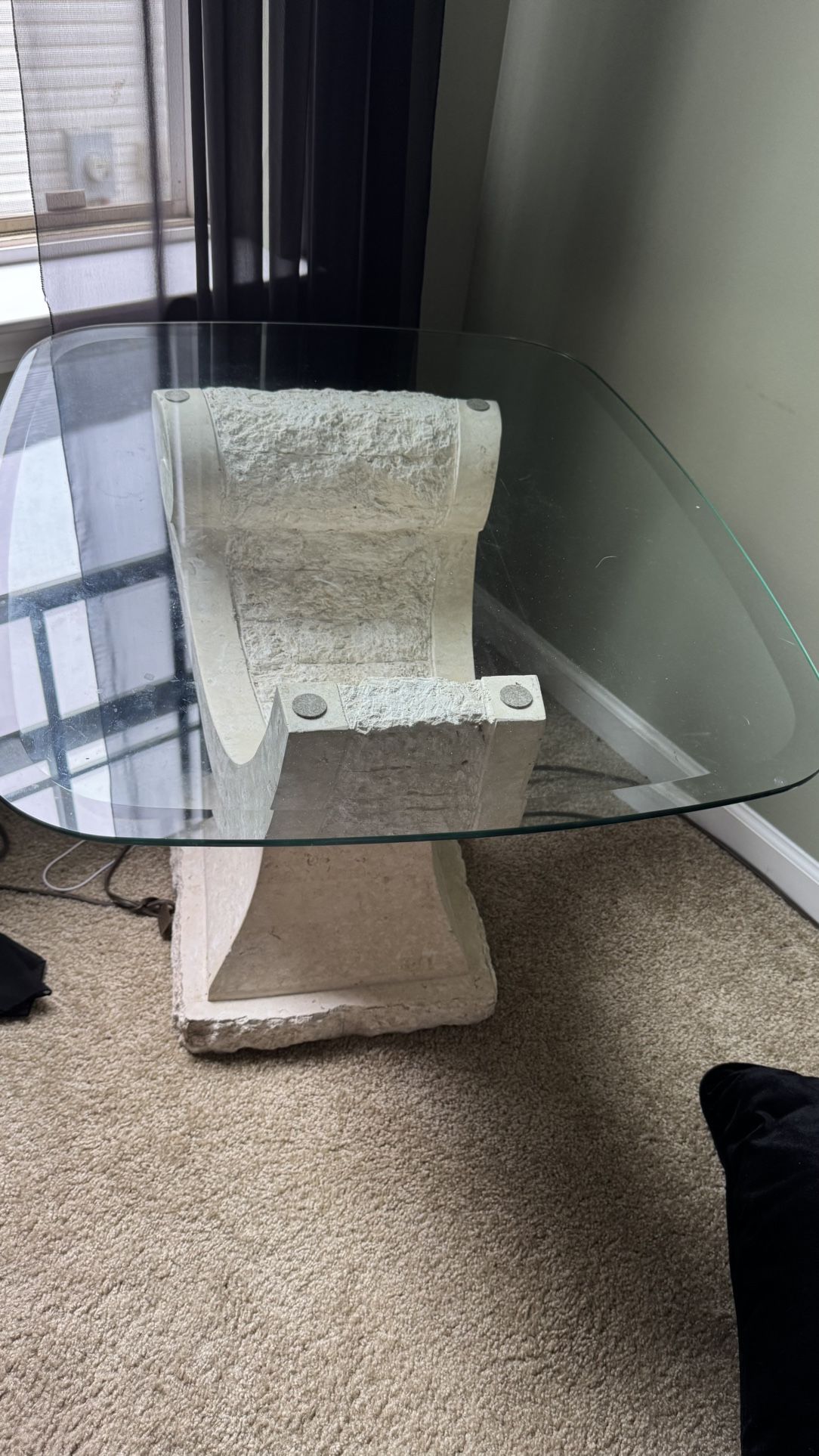 Matching Set Of 2 Glass And Stone End Tables