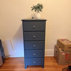 Blue Tallboy Dresser 5 Drawer Refinished
