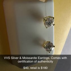VVS Silver & Moissanite Earrings 