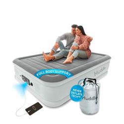 Huddle Inflatable Air Bed with Dual Pump SlumberGuard Technology, Full - Grey
