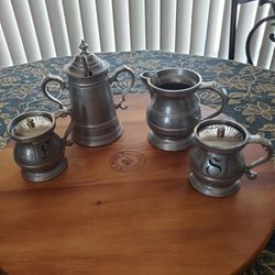 Wilton Columbia Arnetel Pewter Salt & Pepper Shaker, Creamer And Sugar Container  All In Excellent Condition  Riser Not Included Serious Buyers And FI