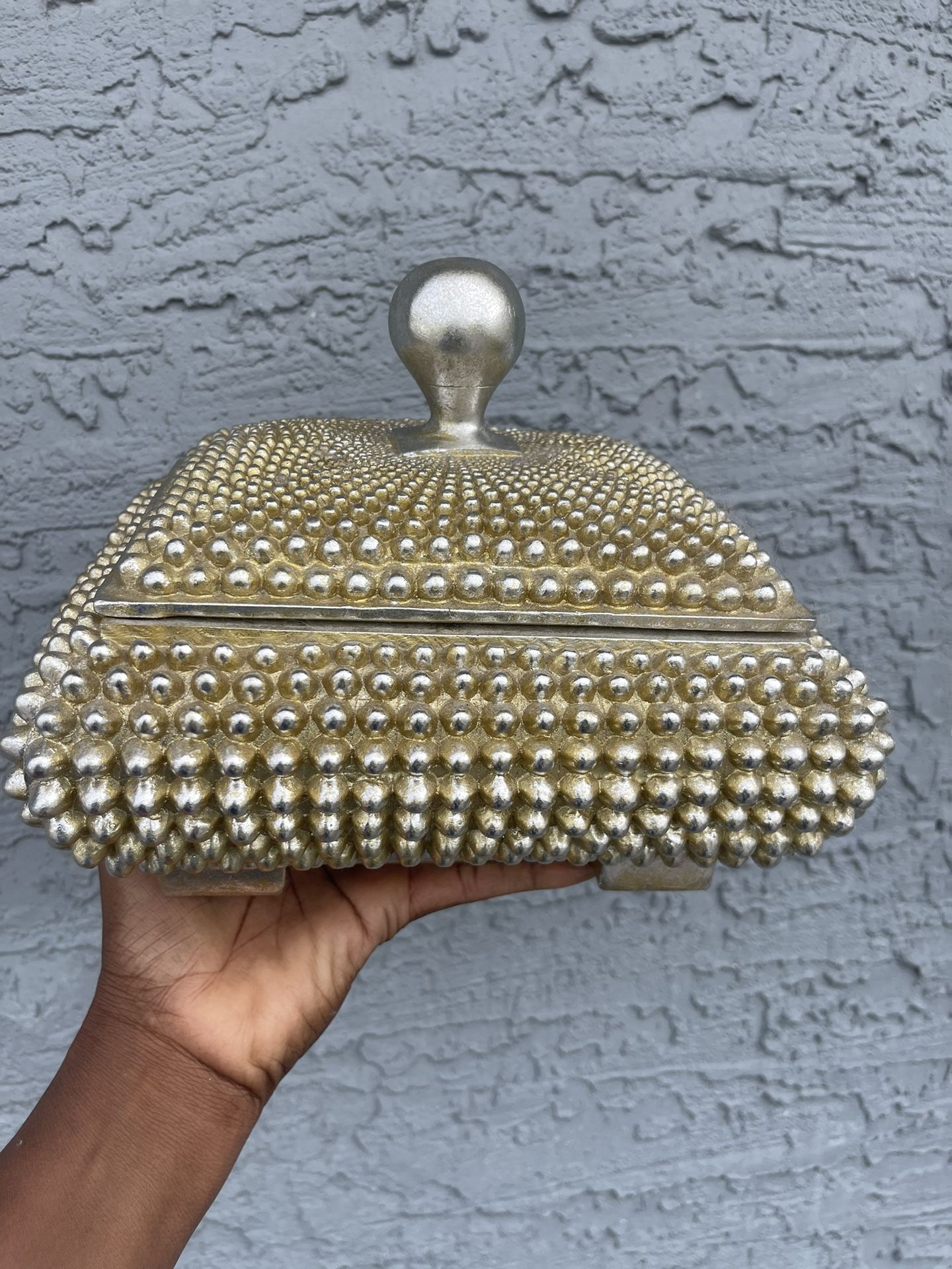 2 Large Gold Trinket Boxes