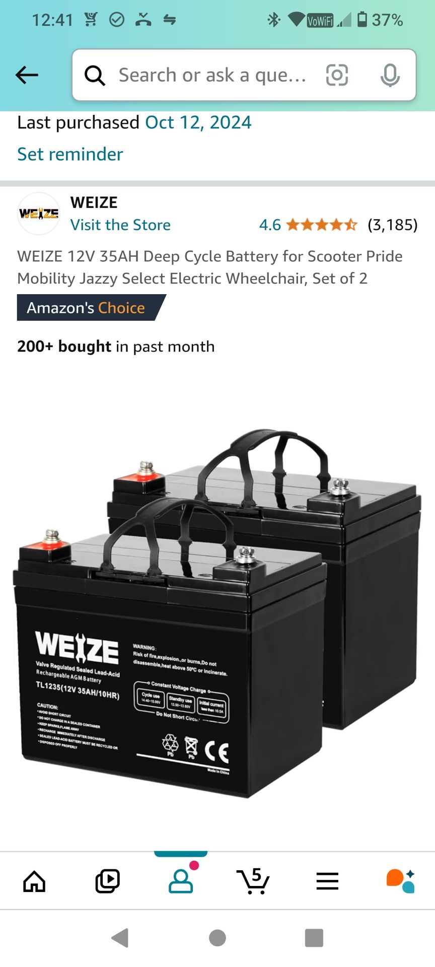 Power Wheelchair Batteries & Charger