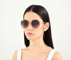 GUCCI GG0881SA 002 GOLD ROUND SUNGLASSES GOLD BROWN