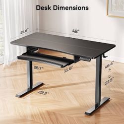 Sit To Stand Electric Desk With Keyboard Tray 