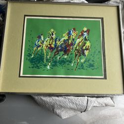 Ted Tenabe Home Stretch Horse Racing Serigraph Print Signed???