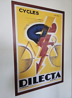 Framed Cycles Dilecta Vintage Art Deco Bicycle Print Advertisement Reproduction
