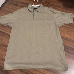 Bill Blass Mens Large Vintage Beige Short Sleeve Polo Shirt