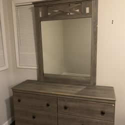Wooden Dresser With Mirror