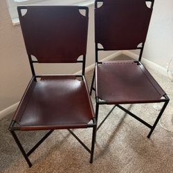 Crate & Barrel Leather Dining Chairs (set) 