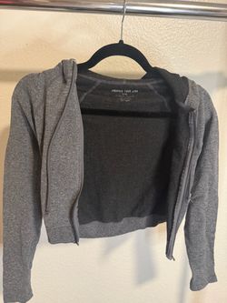 Embrace Your Love Charcoal Cropped Zip-Up Hoodie S/M