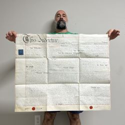 Antique Artifact From 1843 England. Very Old Leather Parchment Document Showing Sale Of Land! Indenture 