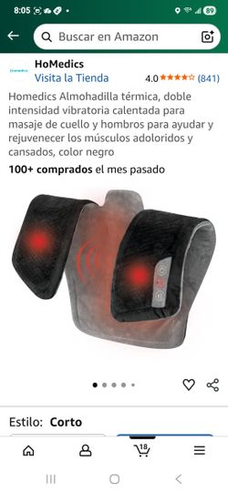Homedics Almohadilla térmica, doble intensidad vibratoria calentada para masaje de cuello y hombros para ayudar y rejuvenecer los músculos adoloridos 