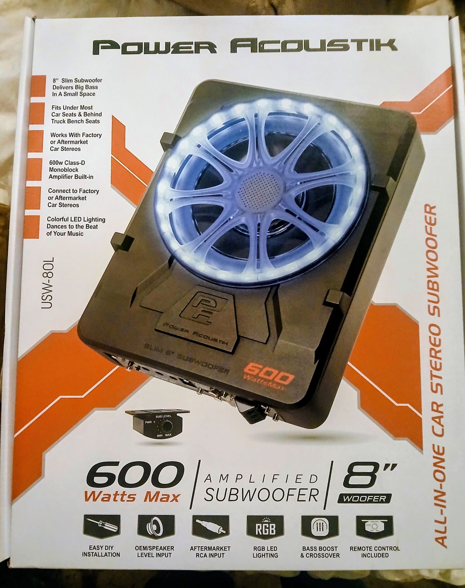 Power Acoustik 8" Sub Woofer With Built In Amplifier Brand New In The Box Price Is Firm