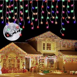 1280 Led Icicle Christmas Lights Outdoor Decorations 131 FT 8 Modes Timer IP44 Waterproof Christmas String Lights Changing LED Curtain Fairy Lights fo