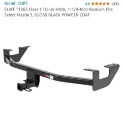 NEW!!! CURT 11383 Class 1 Trailer Hotch, 1 1/4 inch Receiver, fits Mazda 3, Gloss Black Powder Coated