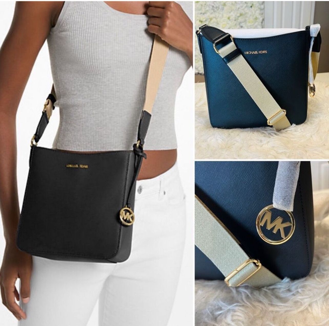 Michael Kors MK Jet Set Travel Small Signature black Logo Messenger Bag