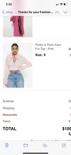 Pink Faux Fur Cropped Sweater
