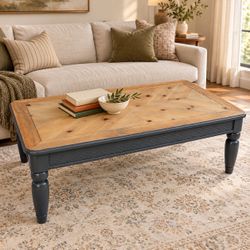 Wood Coffee Table with Woven Details