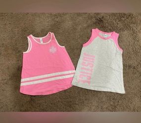 Girls Justice Pink/grey Logo Tank tops size 10