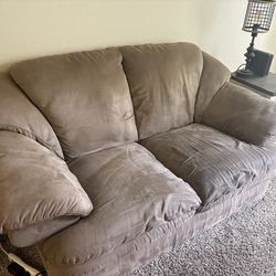 Brown Suede Loveseat