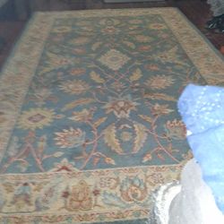 Blue, BURGUNDY AND GREEN Antique Rug L9ft. x W5ft.7in.