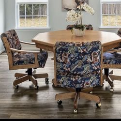 Versatile poker/game table with 4 “rock and roll” chairs 