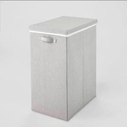 Collapsible Hamper Gray - Light Gray Laundry Basket with Lid, 5700 Volume, 2 Handles, 26”