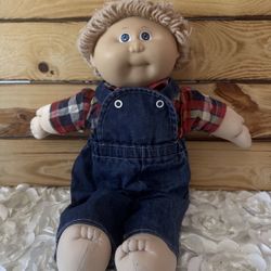 Vintage 1(contact info removed) Cabbage Patch Kids Doll – Beige Hair, Blue Eyes 16”
