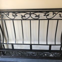 Vintage (Real) Wrought Iron Queen Sized Sleigh Bed  