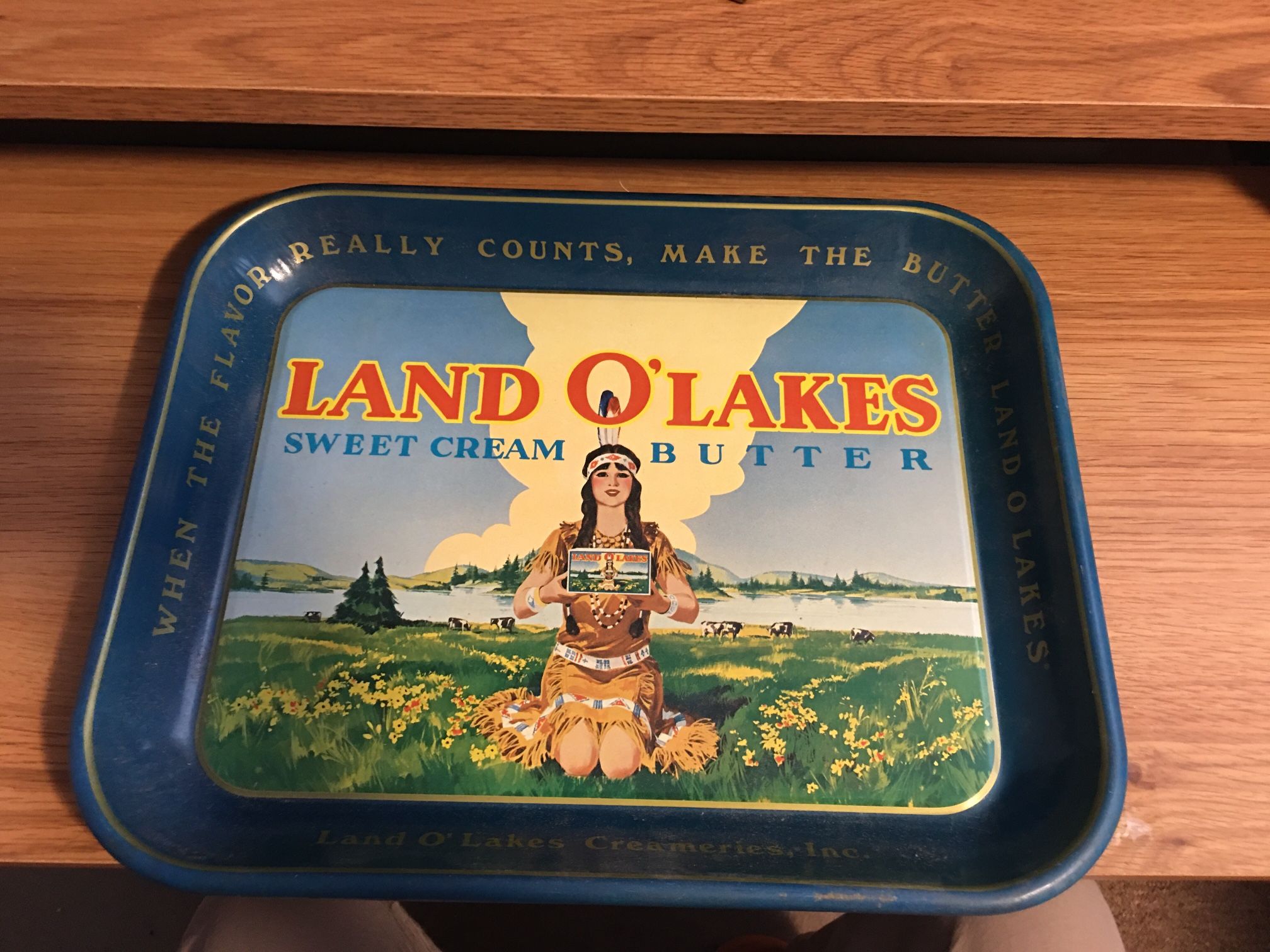 Vintage (1950's) Land O’ Lakes Sweet Cream Butter Advertising Tray Retired Logo