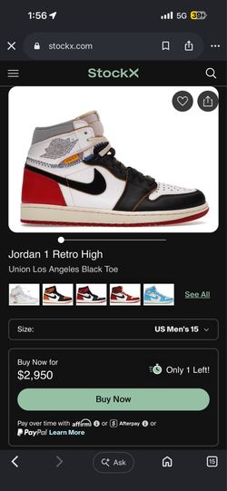 UN LA Jordan 1 size 9