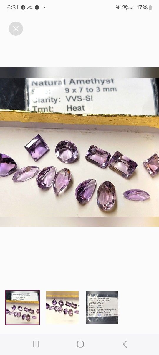 Natural Amethyst Loose Gemstone 2pcs. Random Cut 9x7x3mm Madagascar