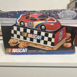 VTG GIBSON NASCAR CERAMIC COOKIE JAR VICTORY LANE 