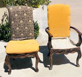 FREE - 6 Beautiful Solid Wood Dining Chairs – Great Reupholstery Project