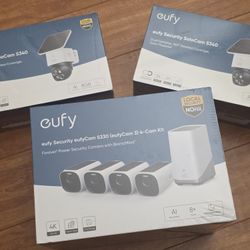 BRAND NEW/SEALED Eufy S330 4-Pack w Homebase 3 & Two Solocam S340 pan tilt cameras