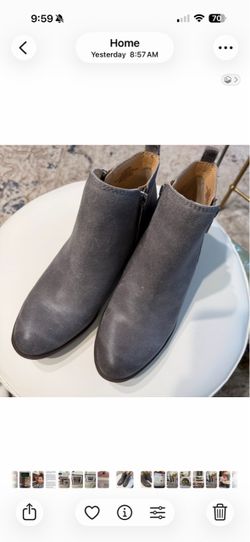 Sz 6.5 - LUCKY brand Gray leather Ankle Boots w/Side Zipper