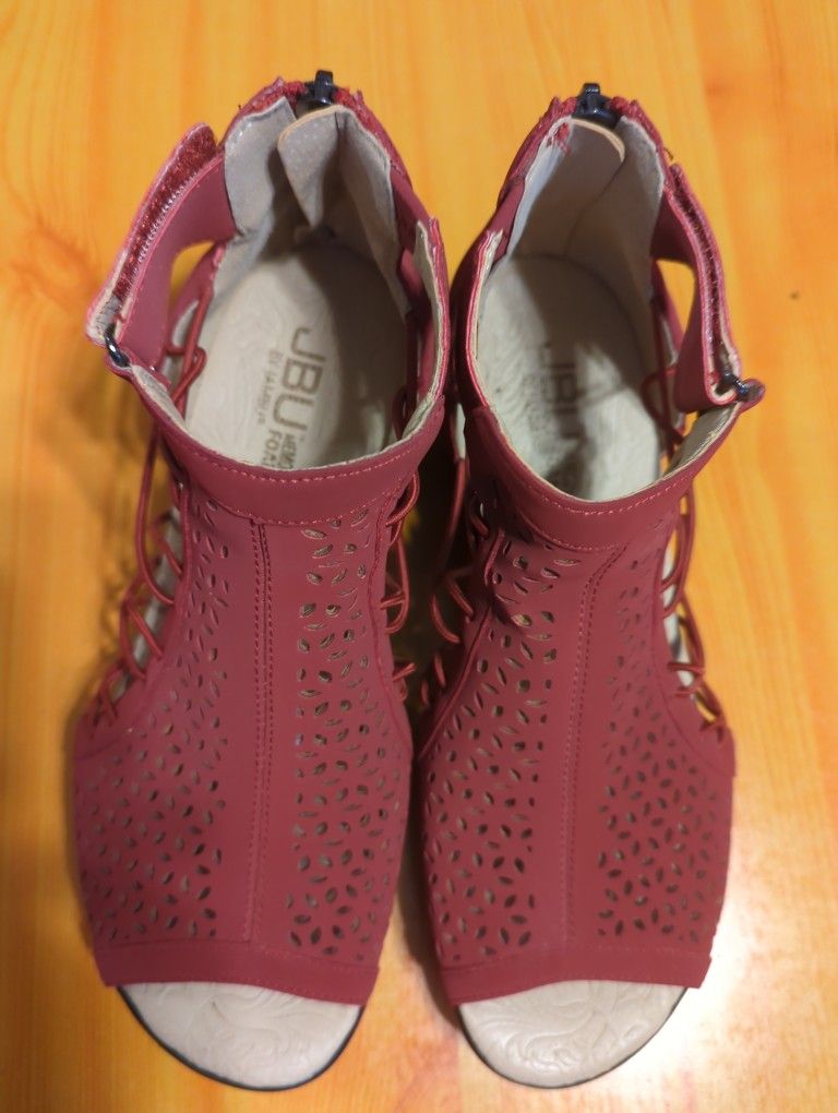 JBU By Jambu Women's Nelly Wedge Sandal Red Color.