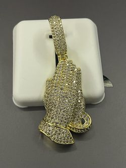 Iced Out Praying Hands Pendant