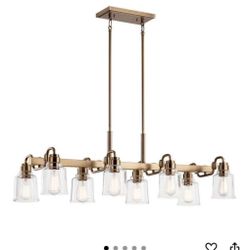 NEW Kichler 8-Light Linear Chandelier – Weathered Brass (Model 52400WBR)