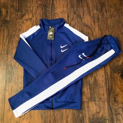 NEW! MENS NIKE FLEECE TRACKSUIT SET (BLUE/WHITE)