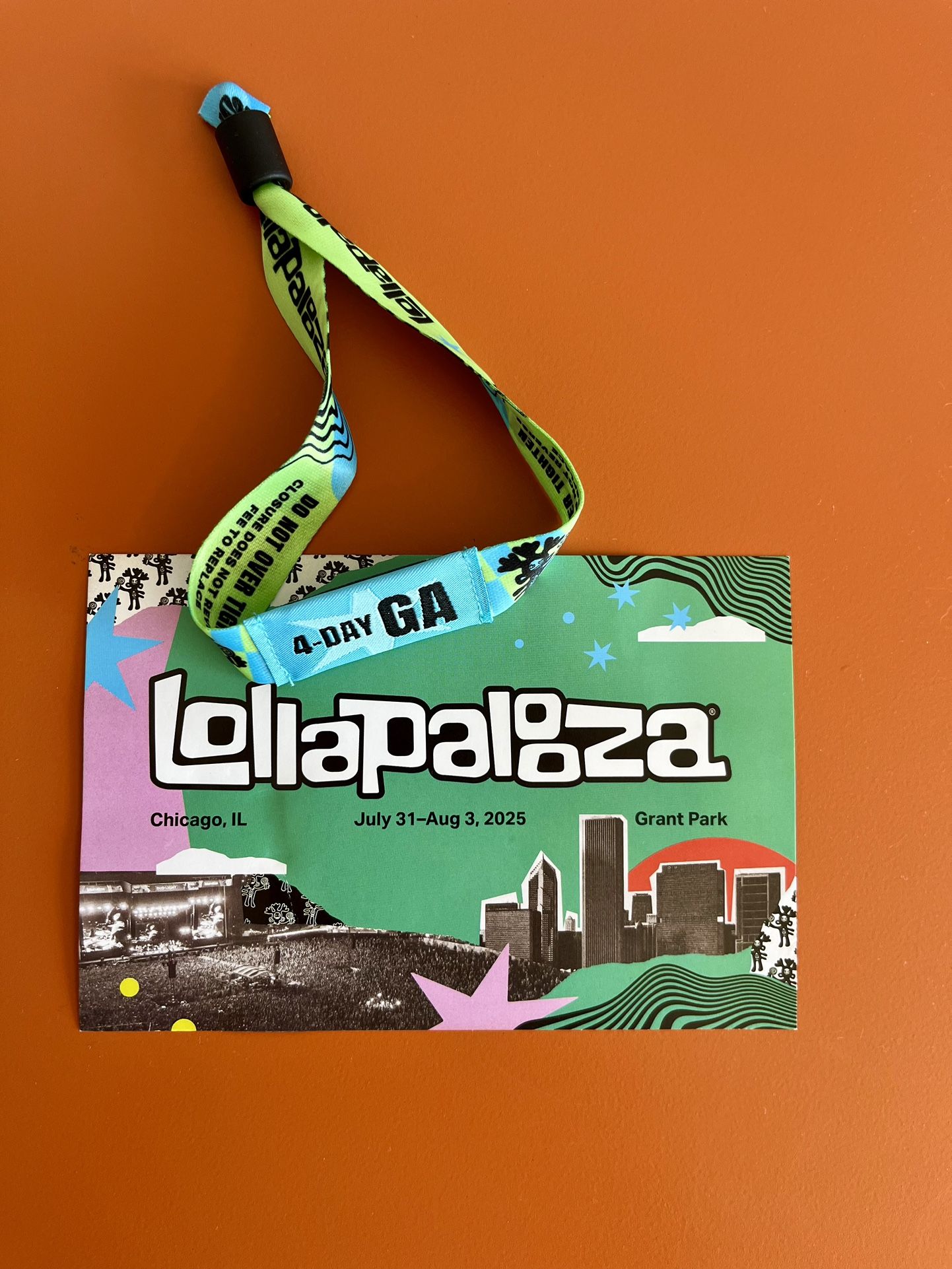 Lollapalooza 2025 4 Day GA Wristband 