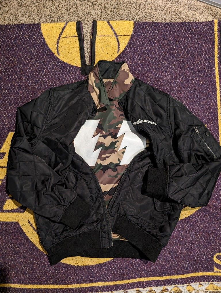 THE HUNDREDS REVERSIBLE BOMBER CAMO JACKET MENS M BLACK